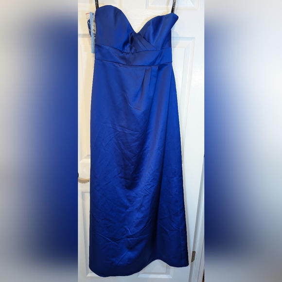 NWT Alfred Angelo strapless blue formal homecoming faux wrap maxi long dress 4 - Picture 2 of 12